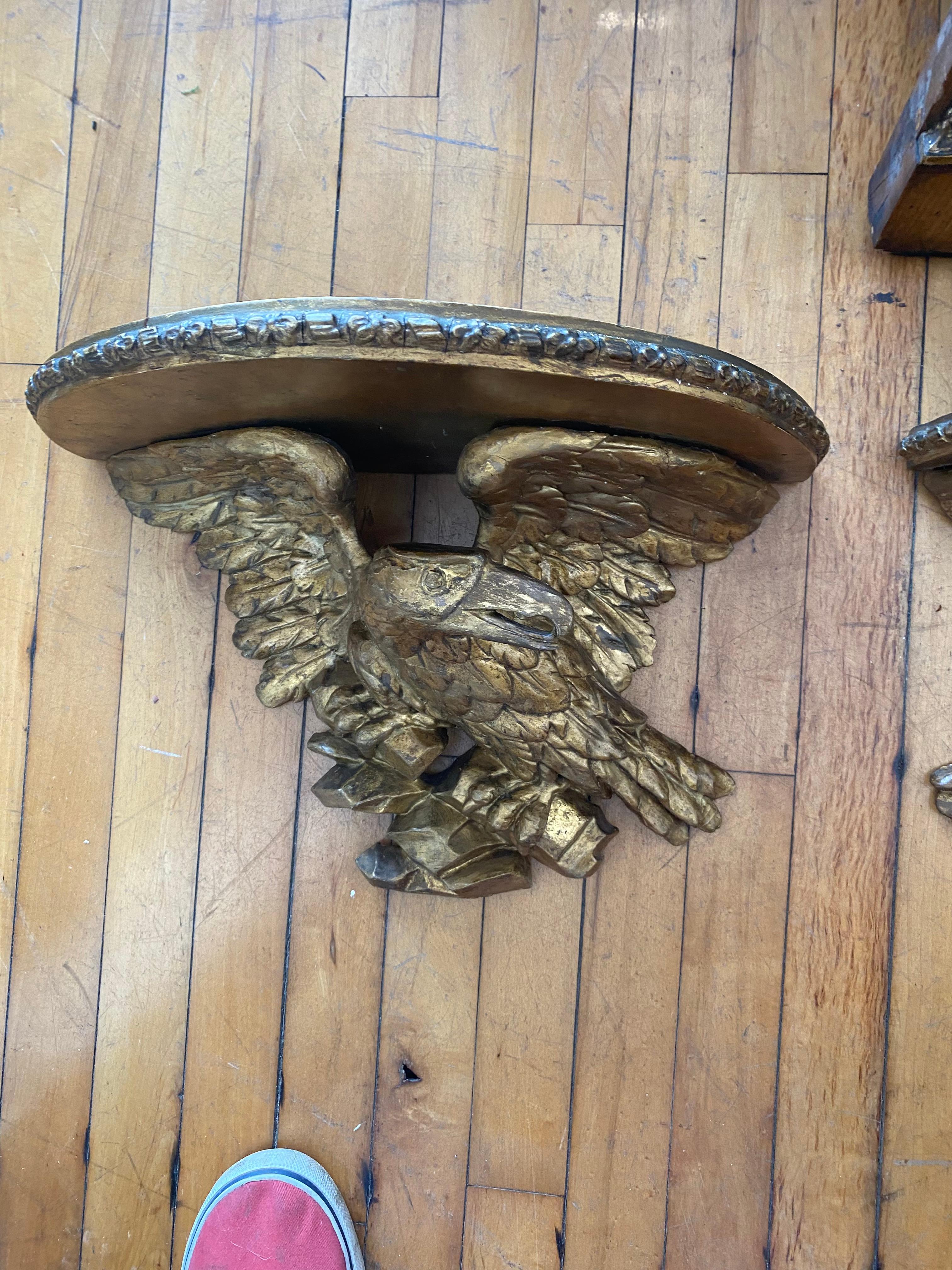 One Pair Regency Carved Wood Wall Brackets In The Form Of Eagles.  Great Scale. For Sale 1