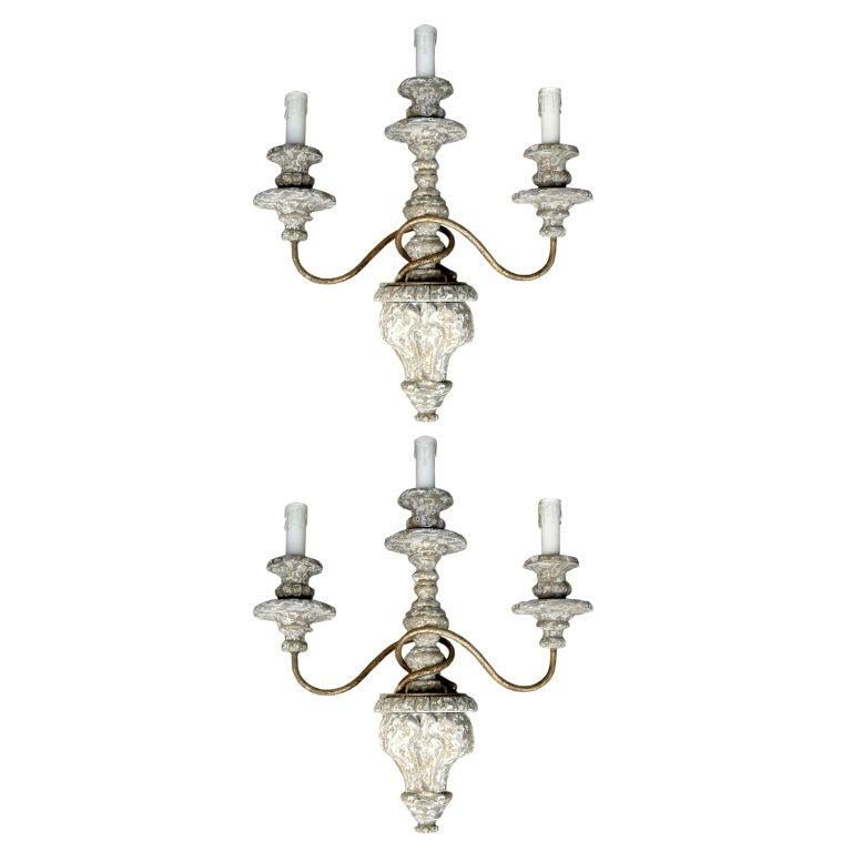 Hollywood Regency One Pair Shell Form Sconces after Serge Roche.  Nicely Done For Sale