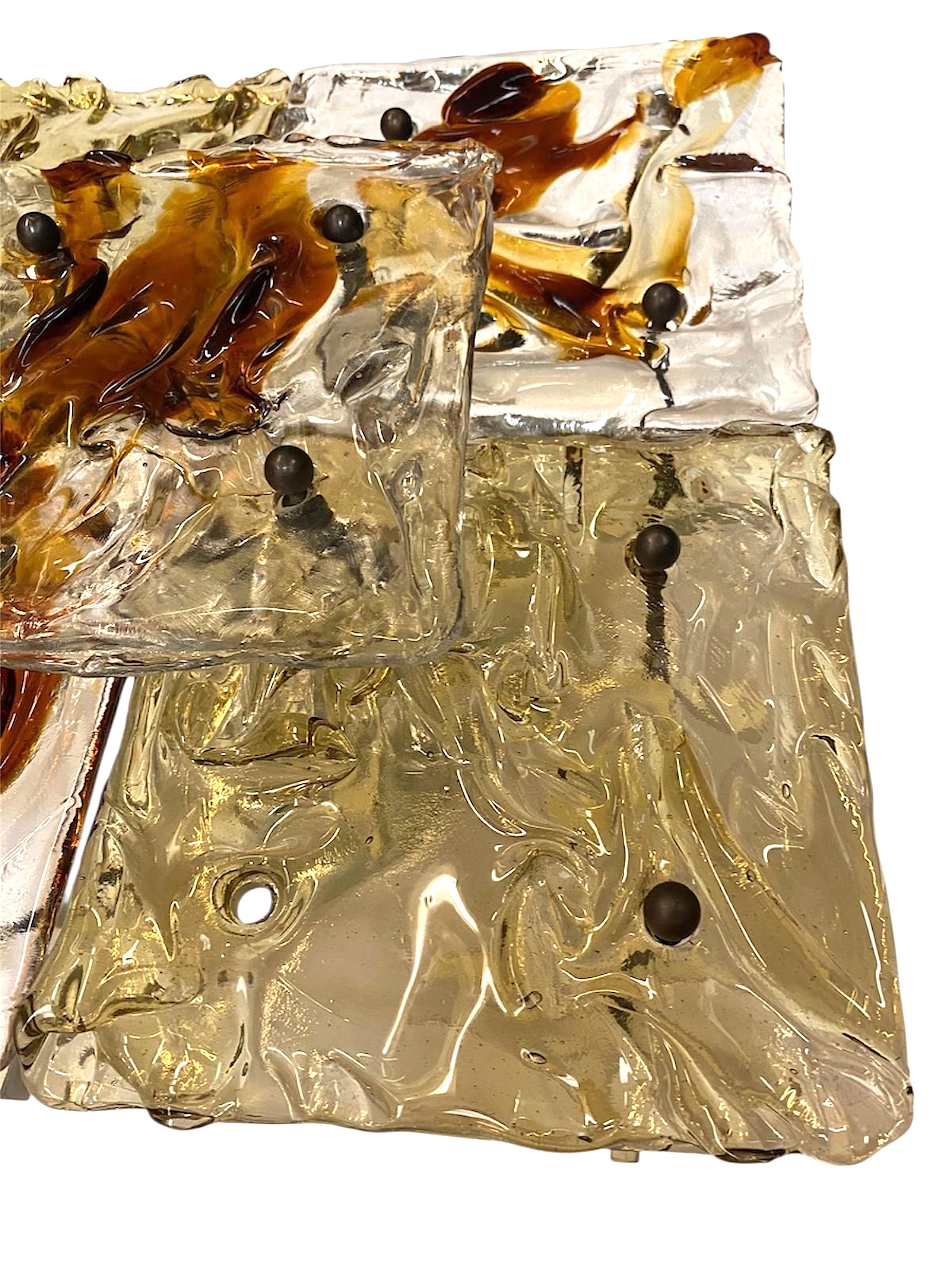 Un par de candelabros Venini de cristal patchwork de los años 70 en venta 7