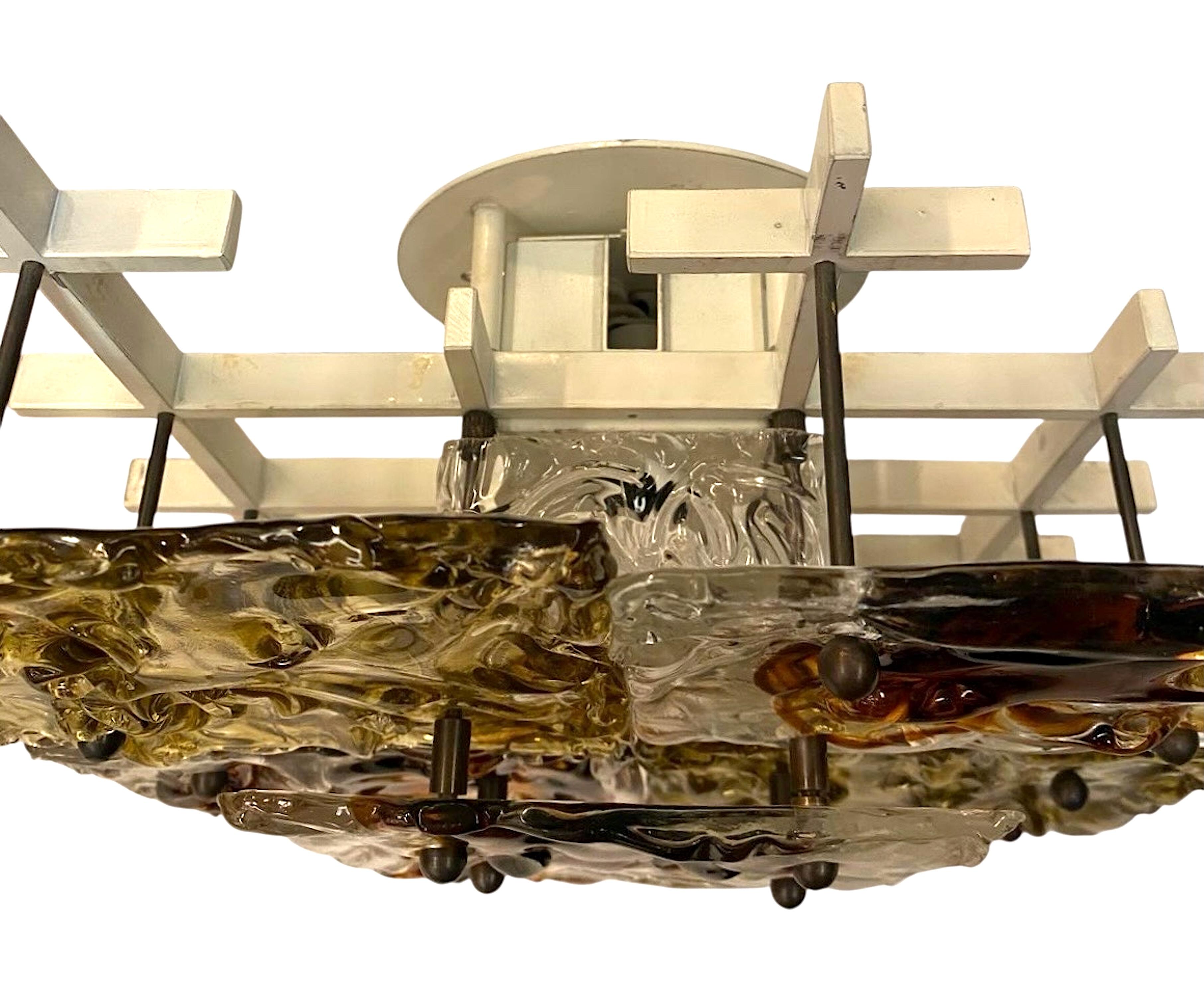 Un par de candelabros Venini de cristal patchwork de los años 70 Italiano en venta