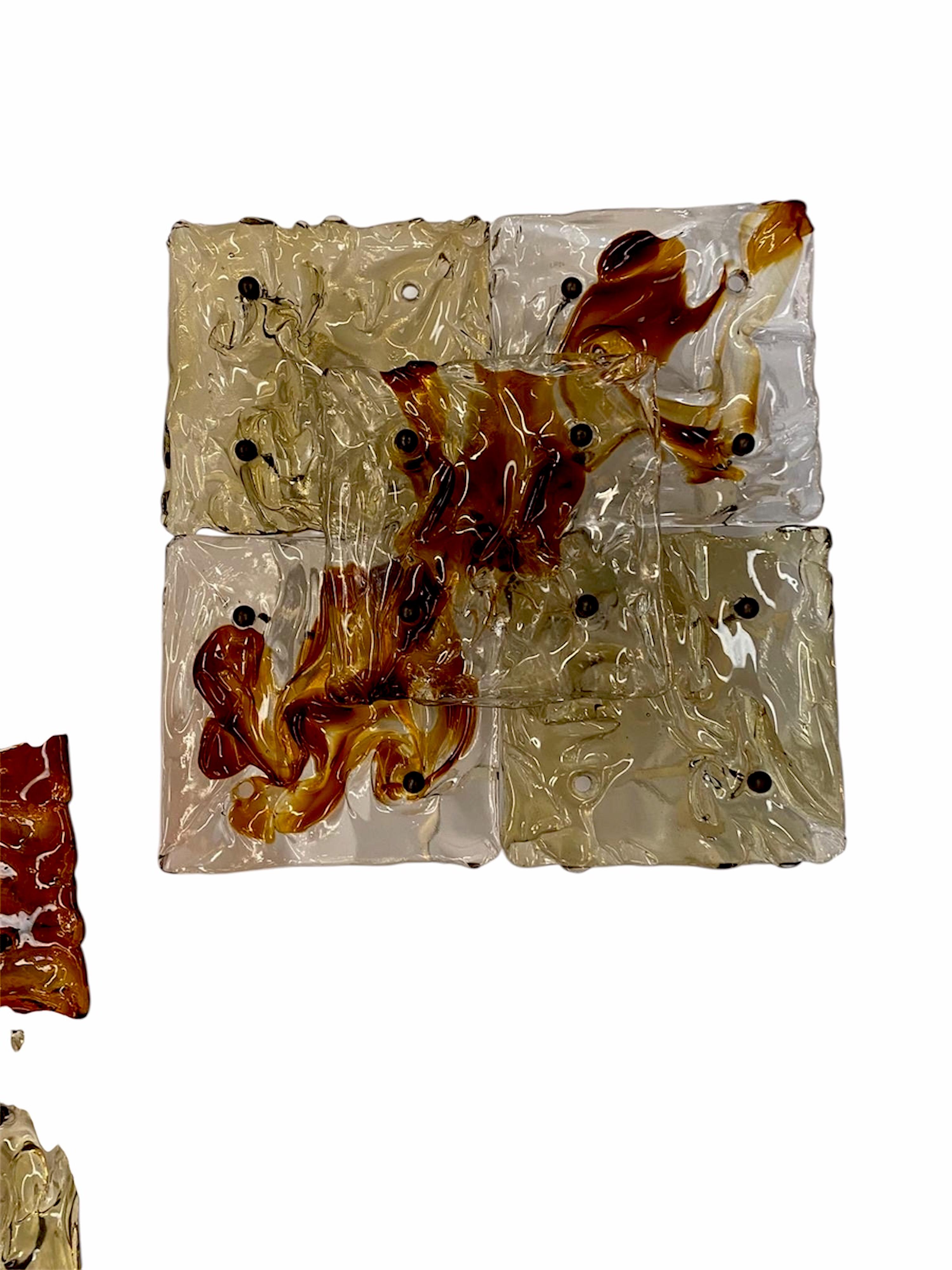 Un par de candelabros Venini de cristal patchwork de los años 70 finales del siglo XX en venta