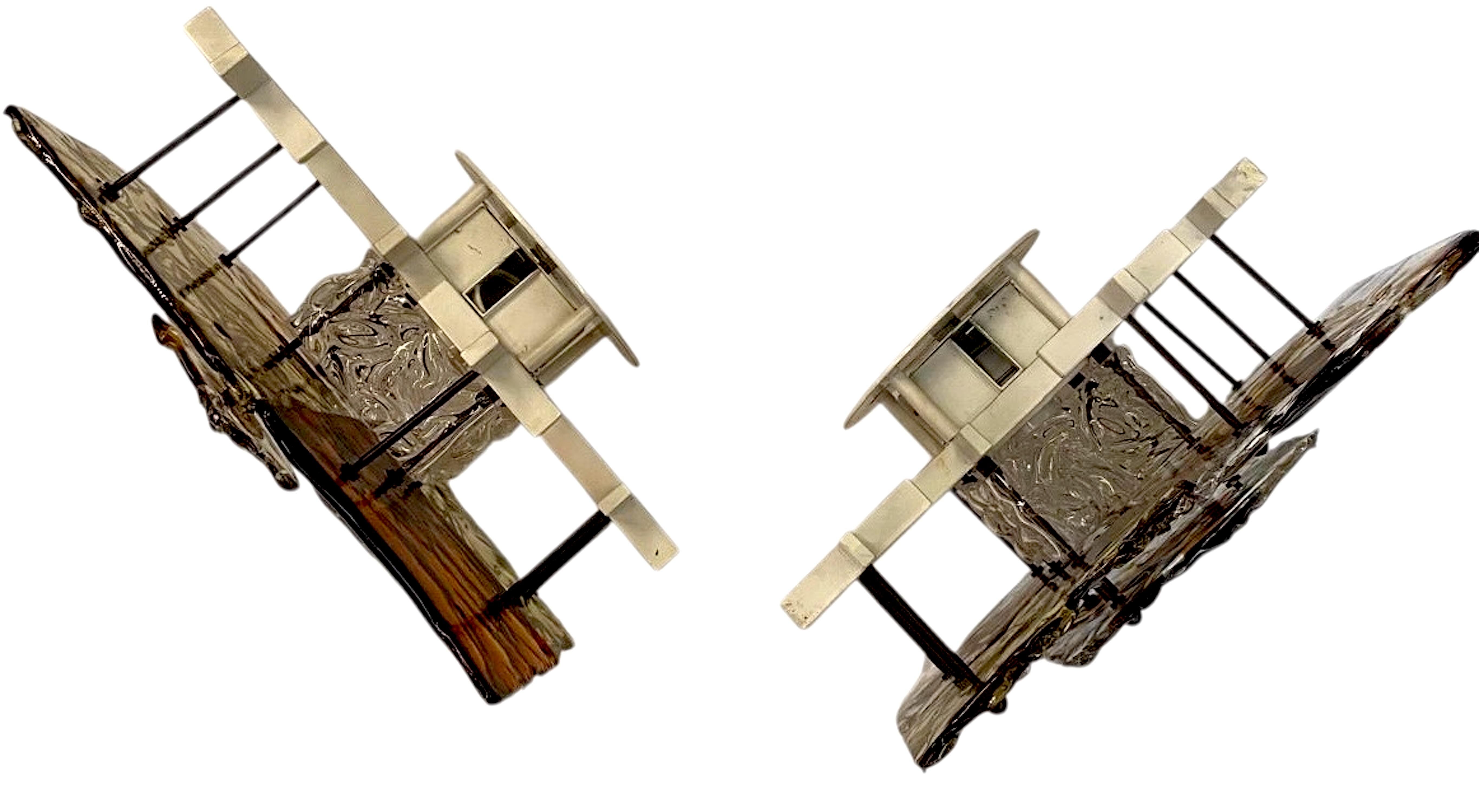 Un par de candelabros Venini de cristal patchwork de los años 70 Vidrio en venta