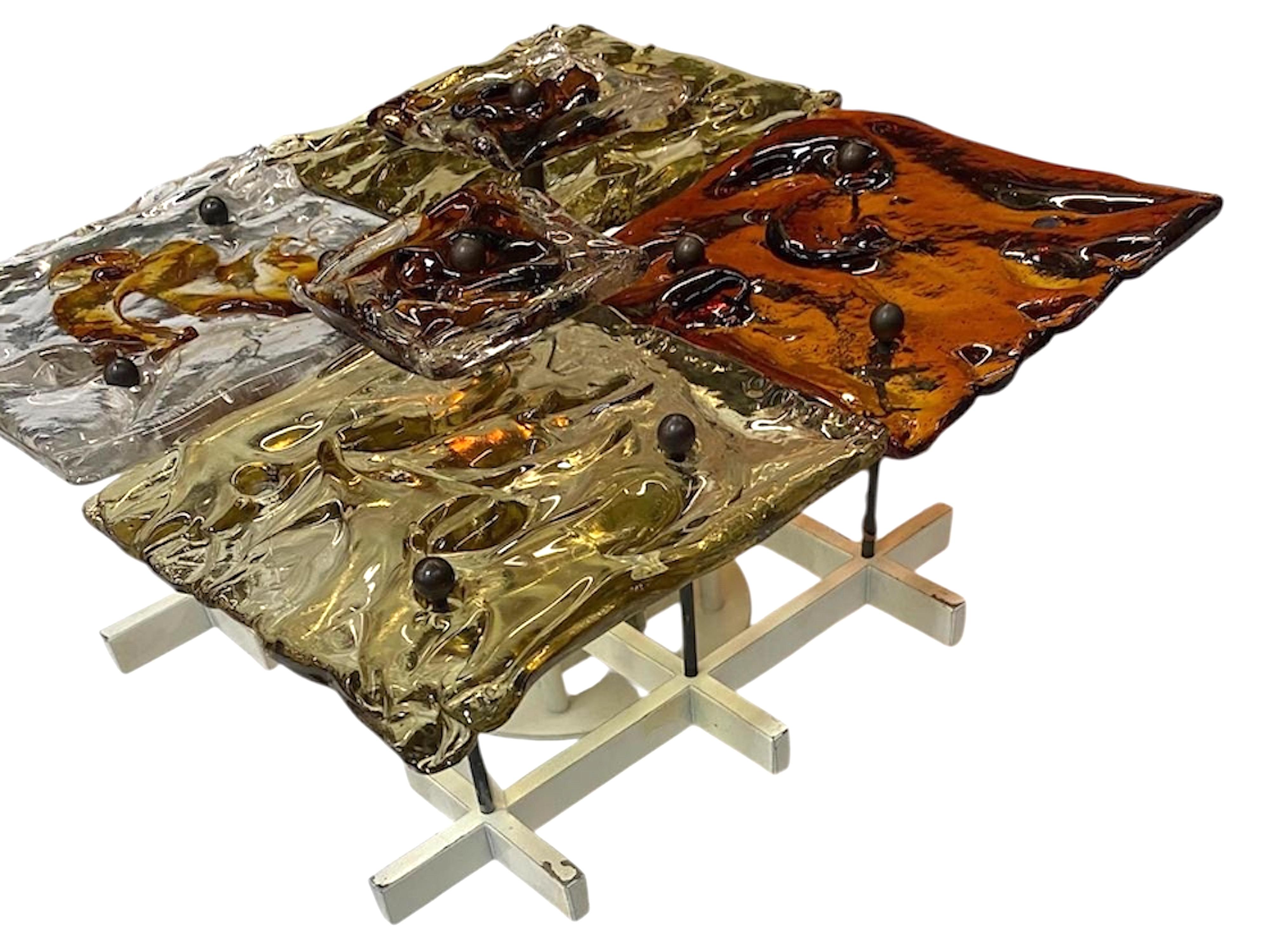 Un par de candelabros Venini de cristal patchwork de los años 70 en venta 1