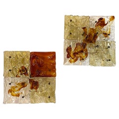 One Pair Venini 1970s Patchwork Glass Sconces