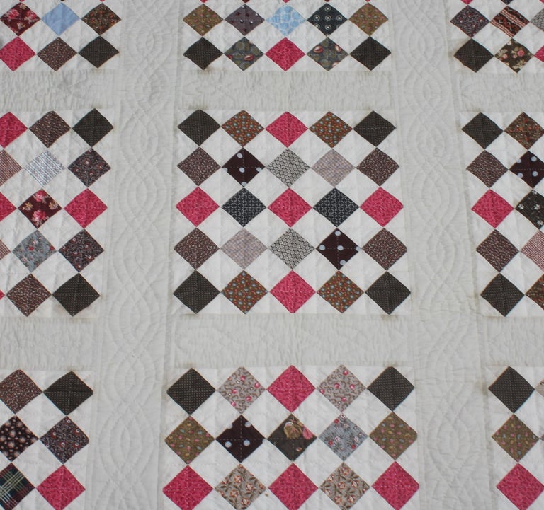 One Patch Contained Blocks Quilt For Sale at 1stDibs