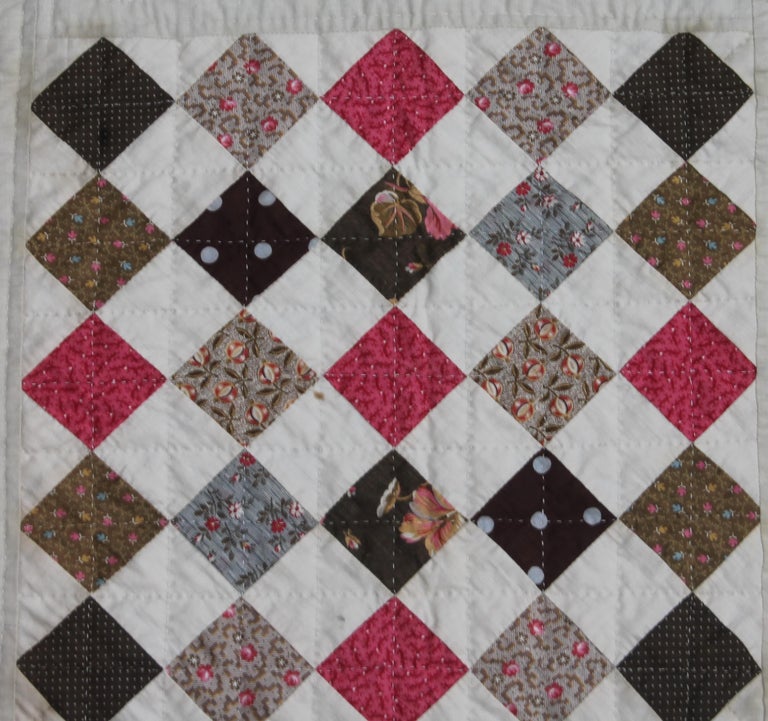 One Patch Contained Blocks Quilt For Sale at 1stDibs
