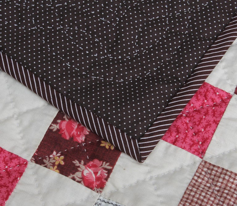 One Patch Contained Blocks Quilt For Sale at 1stDibs