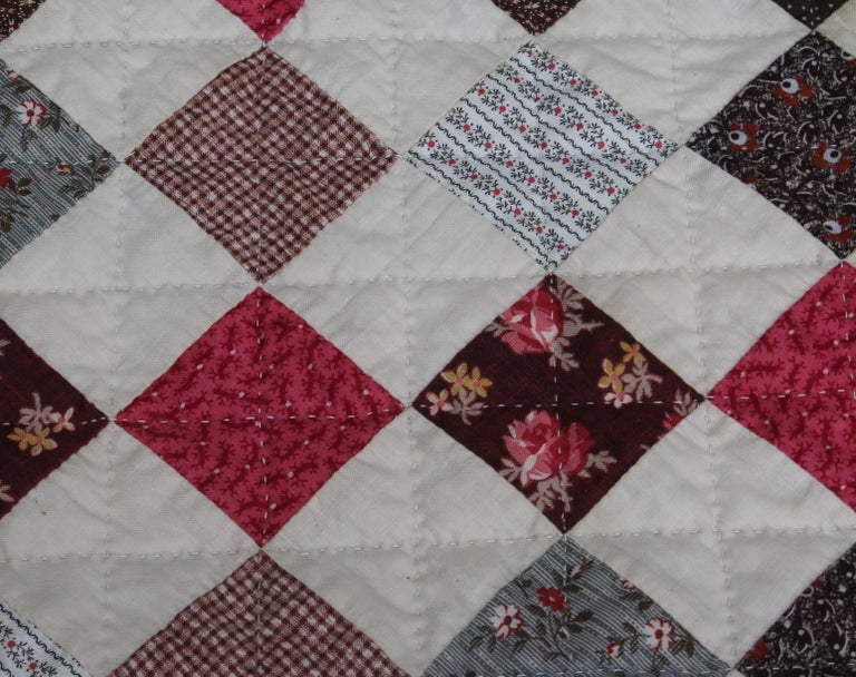 One Patch Contained Blocks Quilt For Sale at 1stDibs