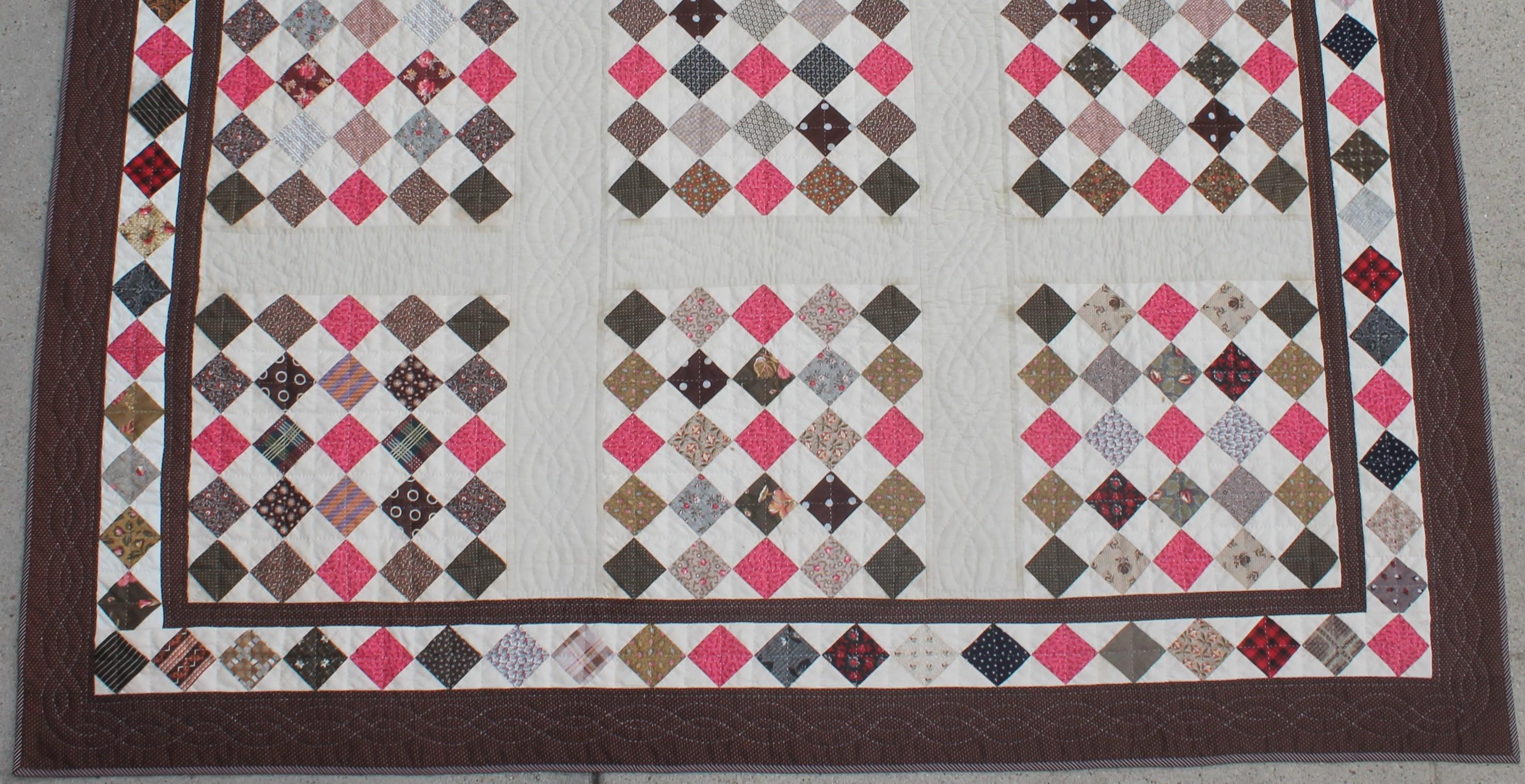 Cotton One Patch Contained Blocks Quilt For Sale