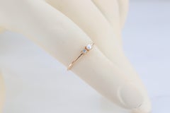 One Pearl and Diamond Ring, 14k Gold Pearl Ring, Minimalist Style Ring