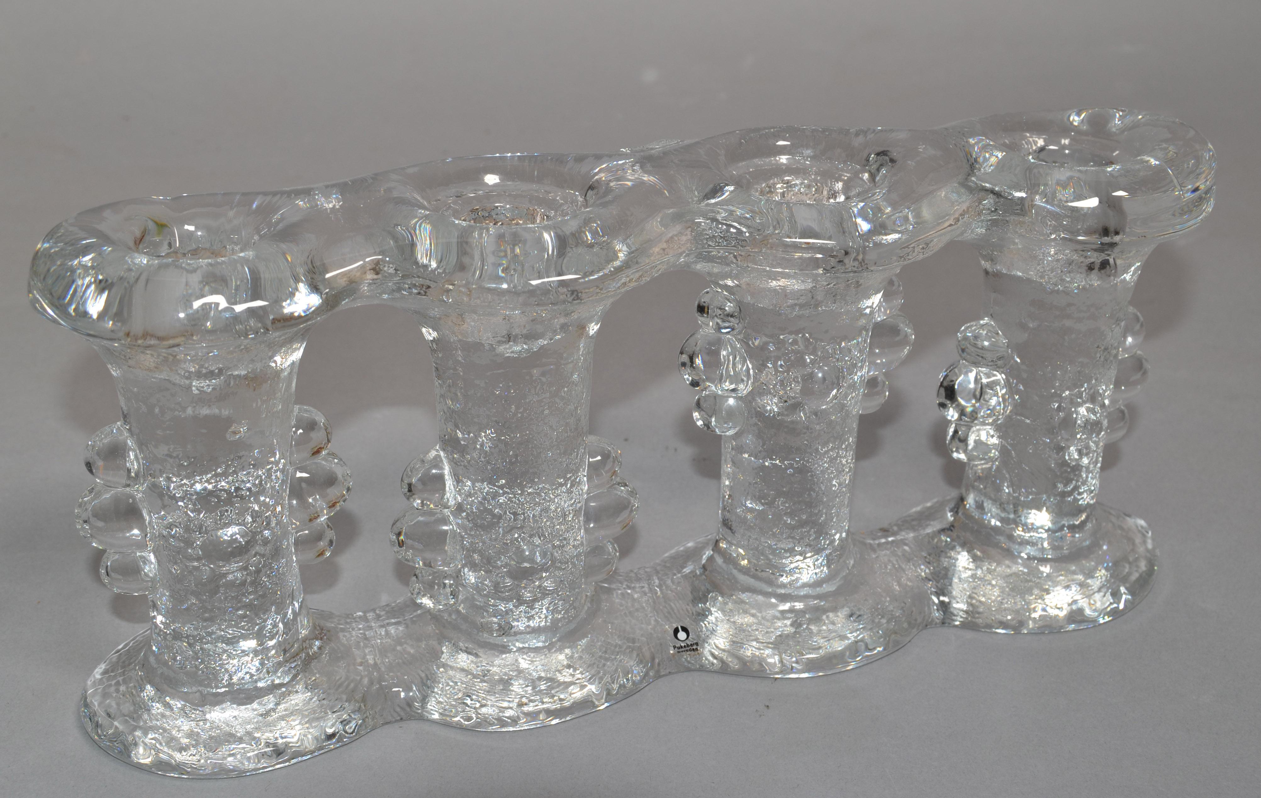 Einteiliger Kerzenständer aus 4 Glas von Staffan Gellerstedt für Pukeberg, Schweden, 1970 (Handgefertigt) im Angebot
