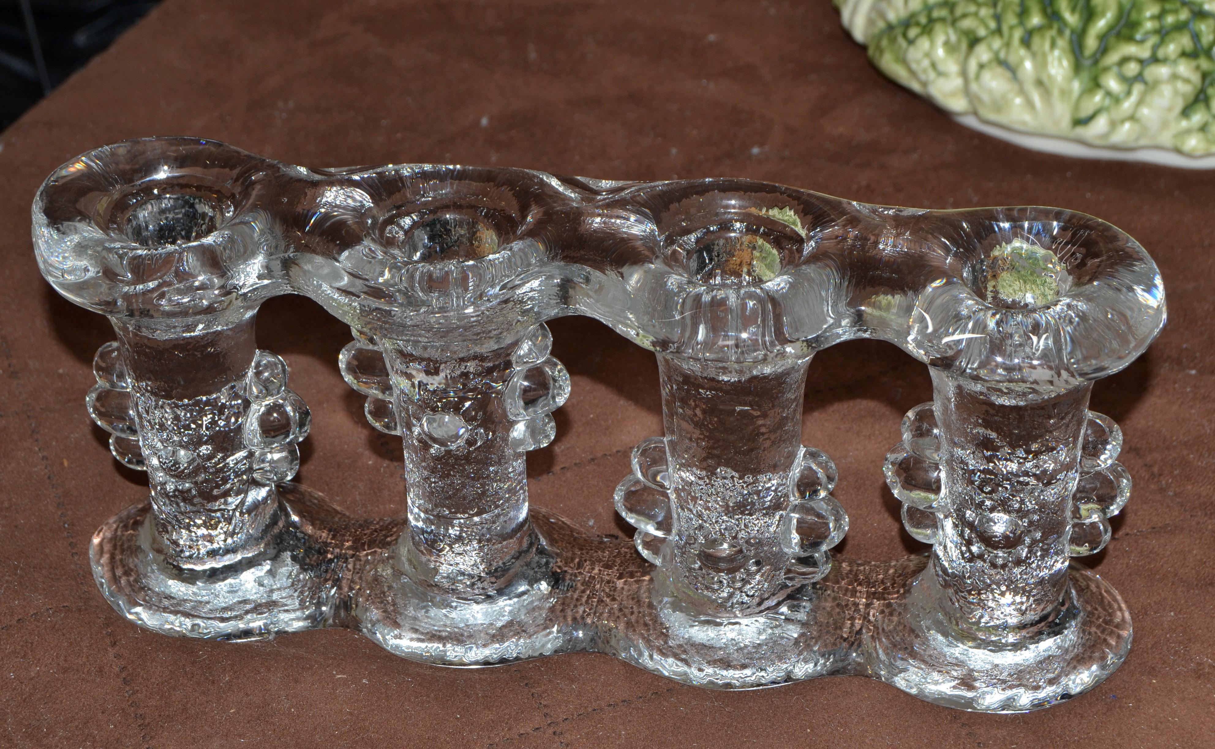 Einteiliger Kerzenständer aus 4 Glas von Staffan Gellerstedt für Pukeberg, Schweden, 1970 (20. Jahrhundert) im Angebot