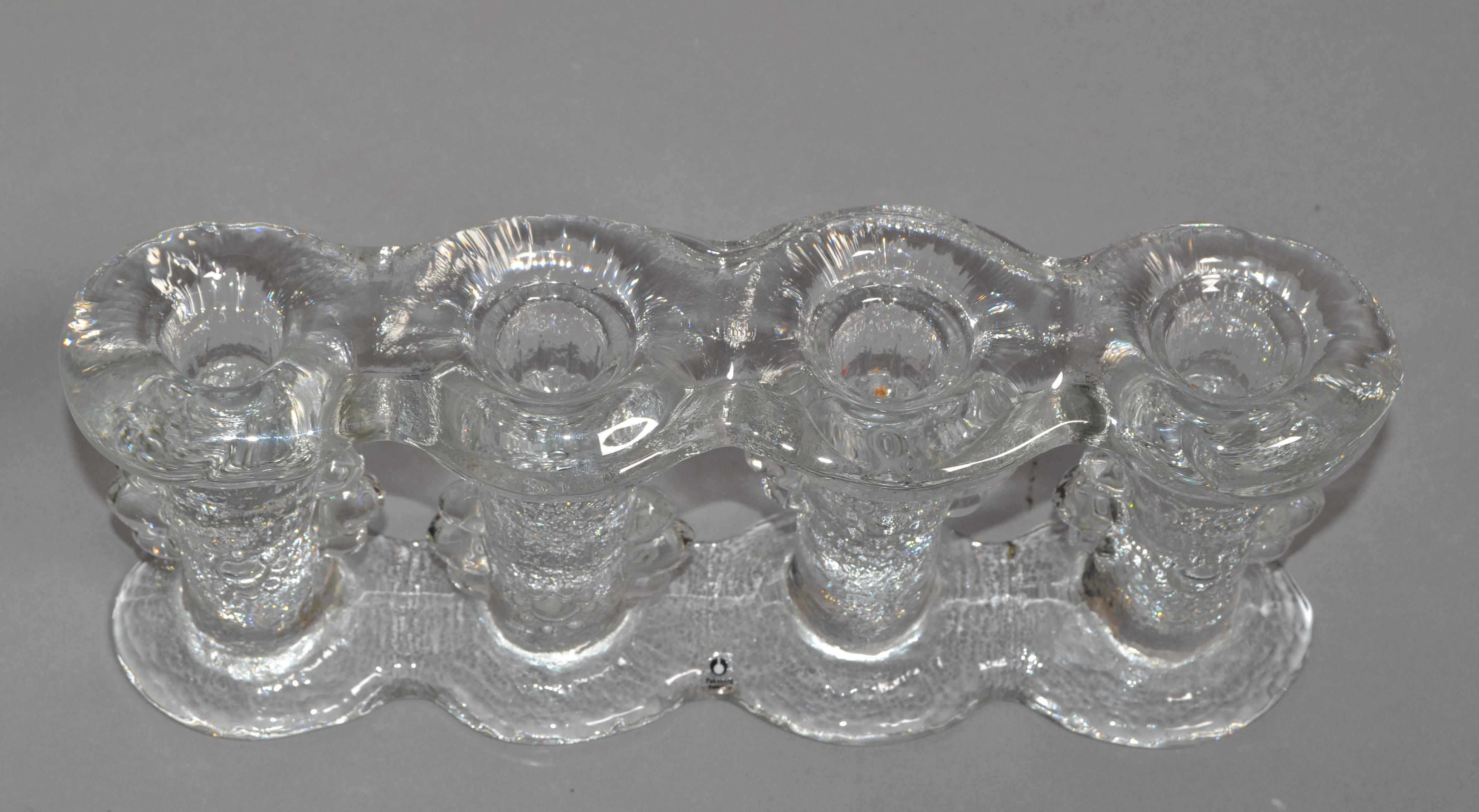 One Piece 4 Glass Candle Holder by Staffan Gellerstedt for Pukeberg Sweden 1970 In Good Condition For Sale In Miami, FL