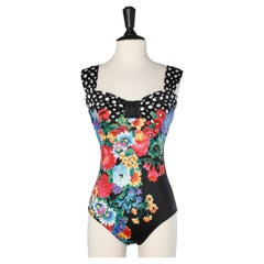 One piece bathing-suit printed half flower half polka-dots Diane de Furstenberg
