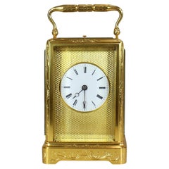 Antique One Piece Engraved Repeating Carriage Clock