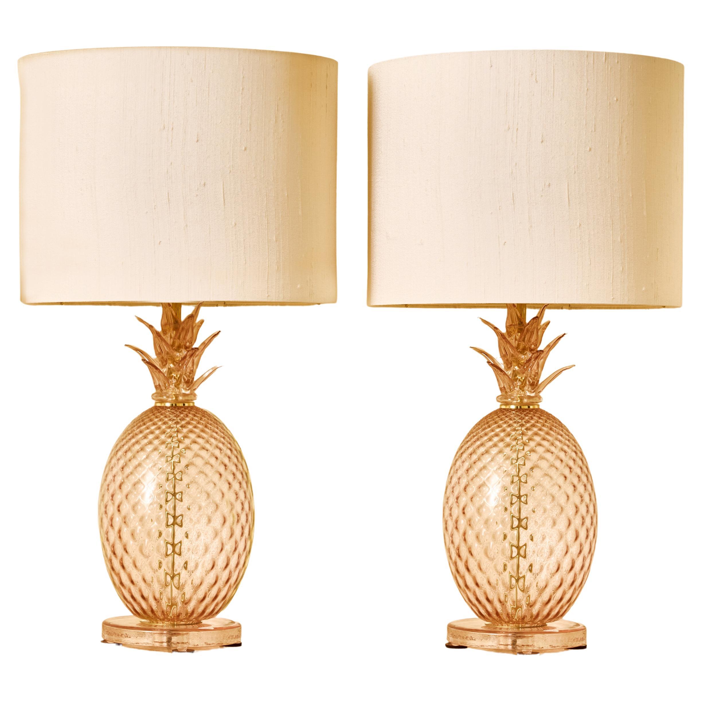 ONE "Pink Pineapple" table lamp in Murano by Studio Glustin