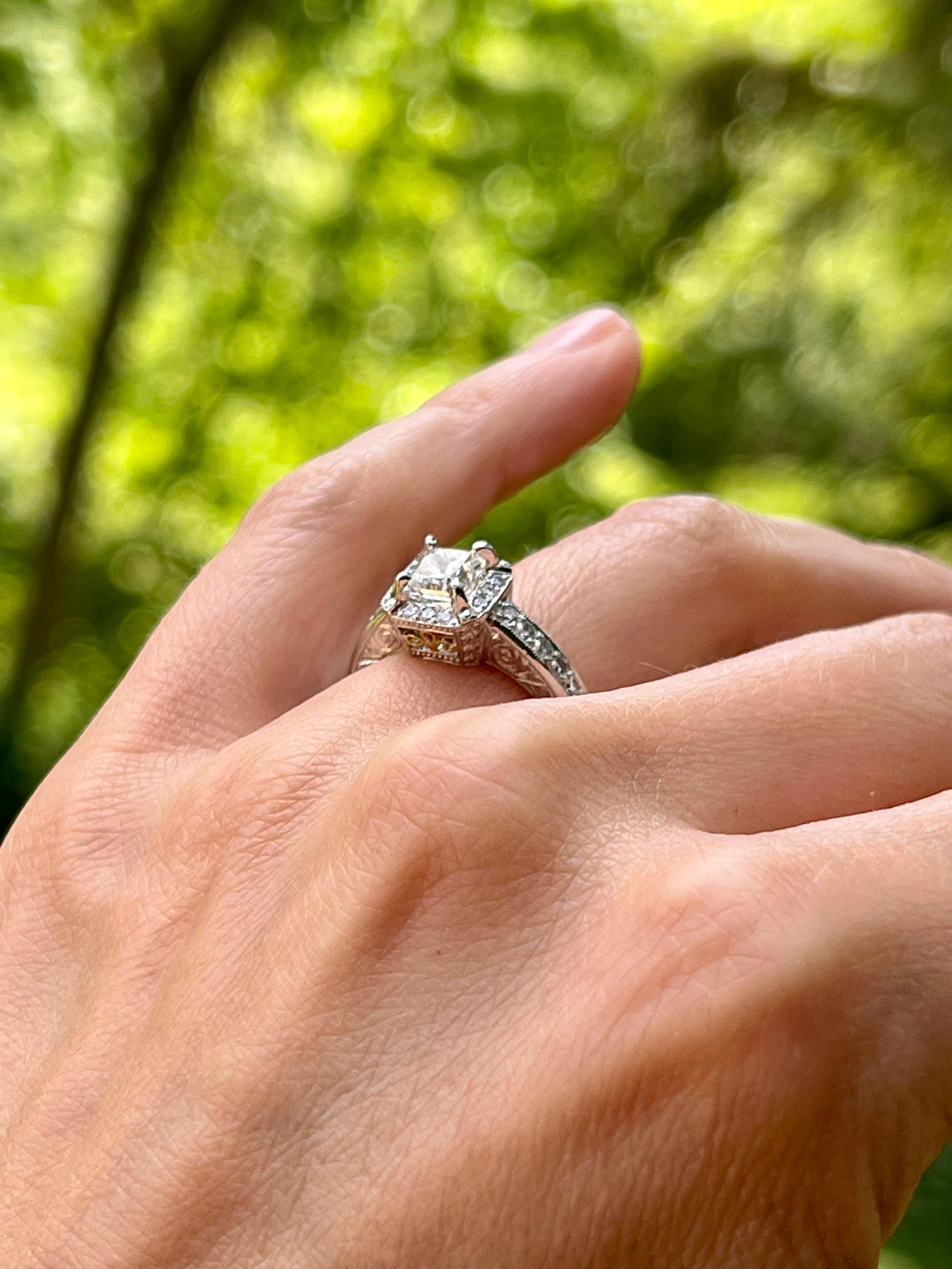 Michael Beaudry Platinum and Gold Diamond Engagement Ring 1