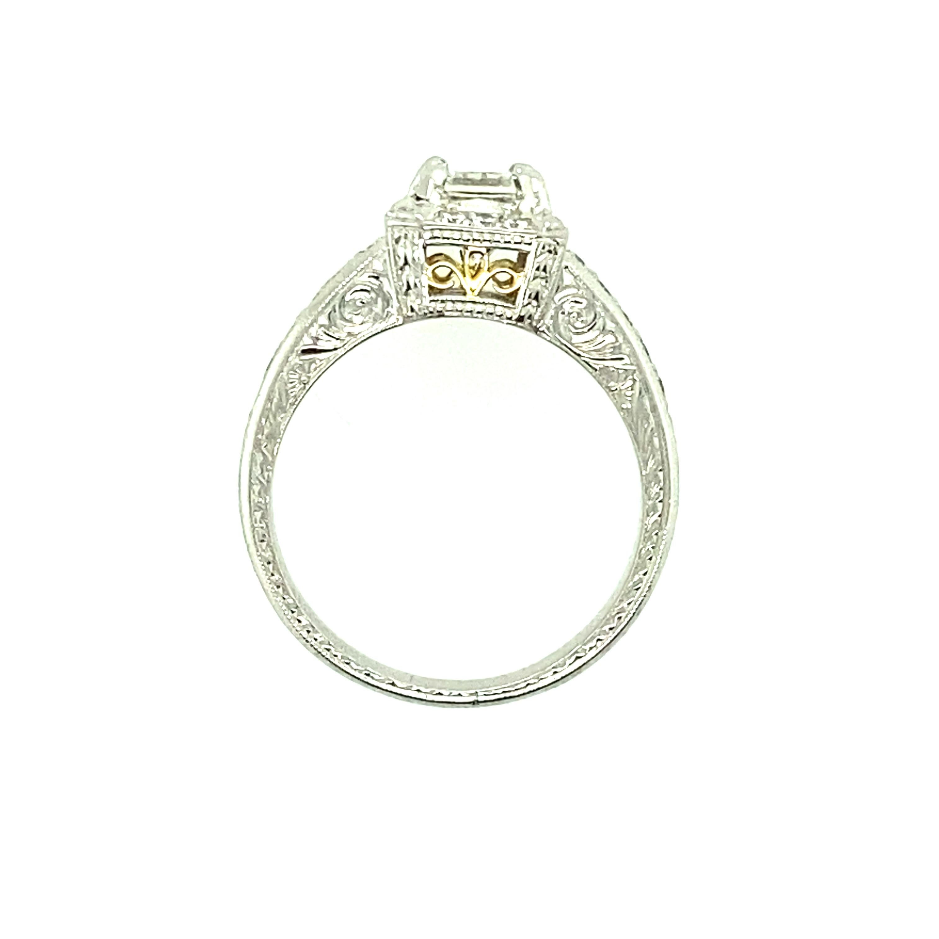 Michael Beaudry Platinum and Gold Diamond Engagement Ring  In Good Condition For Sale In Towson, MD