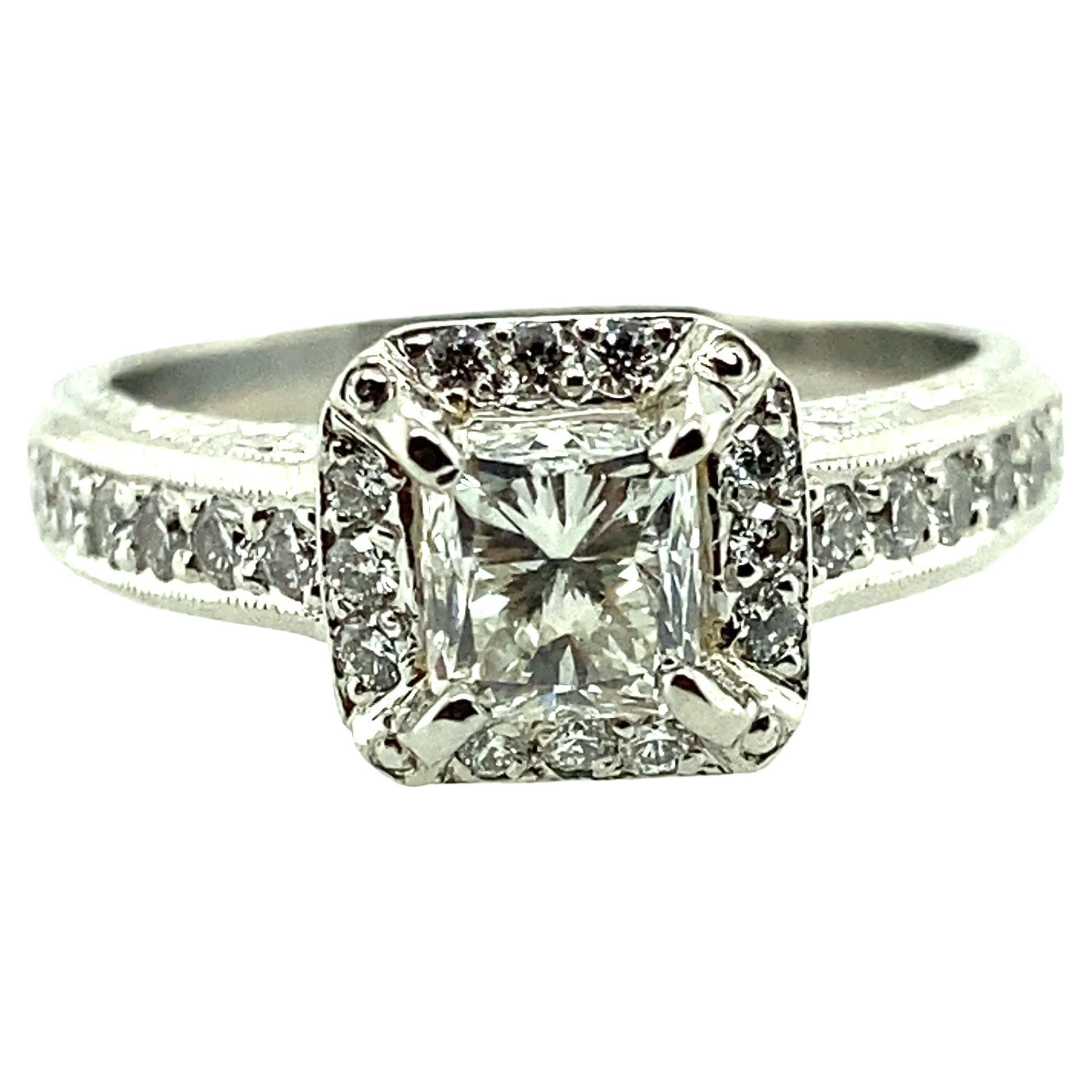 Michael Beaudry Platinum and Gold Diamond Engagement Ring  For Sale