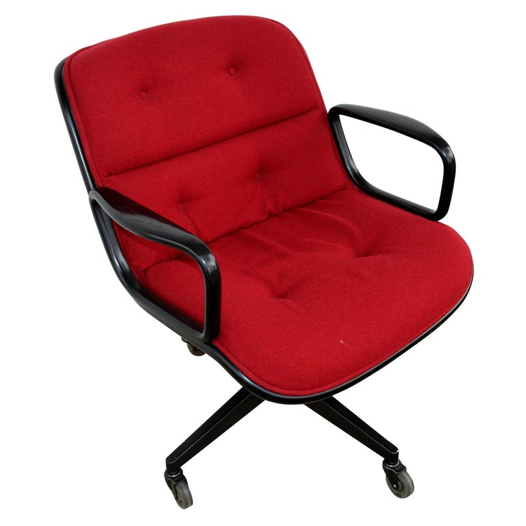 Late 20th Century One Red Executive Knoll Pollock Chair For Sale