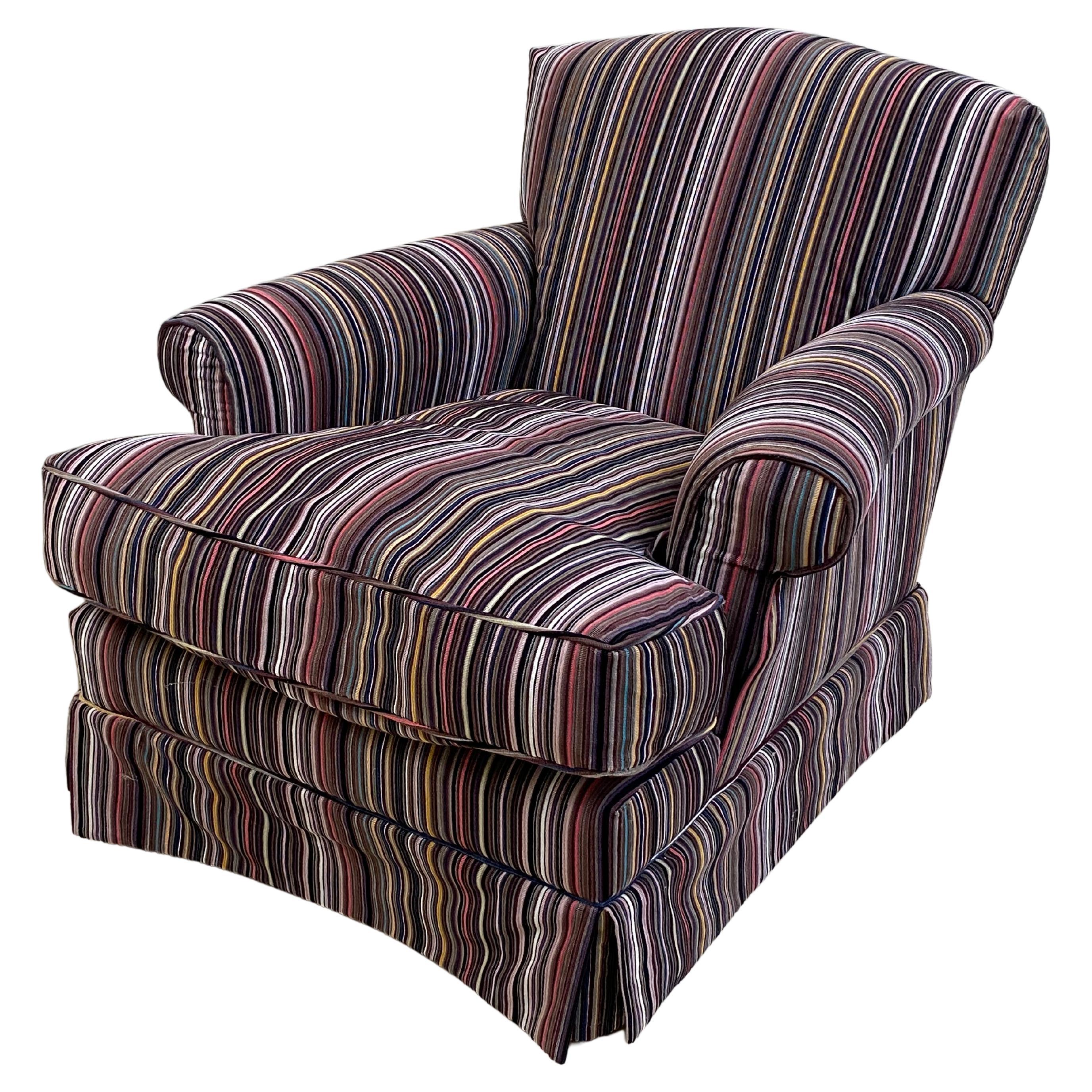 Comfortable One Seater sofa in a  colorful Stripped Paul Smith Fabric For Sale