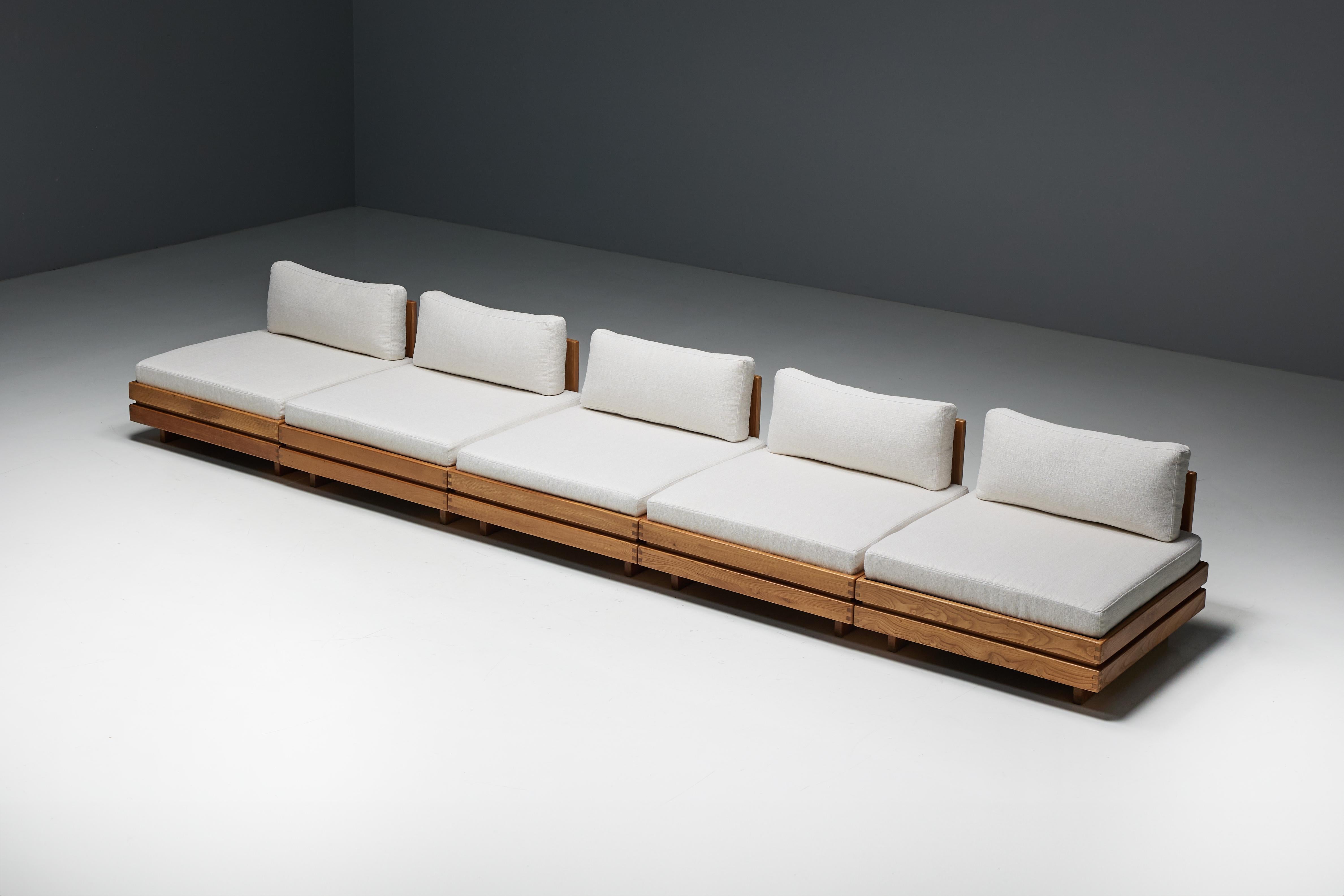 French One-Seater in Solid Elm by Maison Regain, France, 1970s
