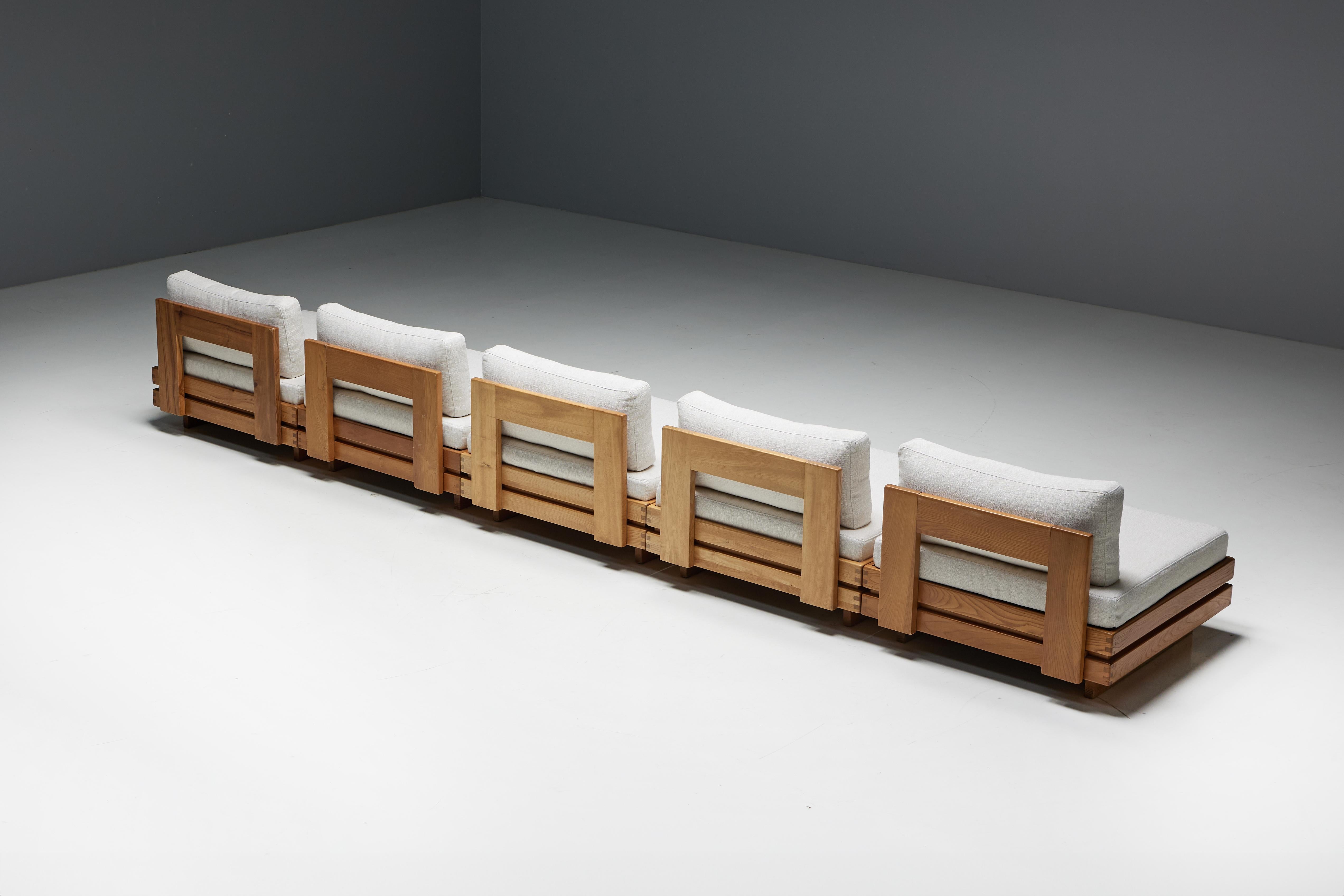 Late 20th Century One-Seater in Solid Elm by Maison Regain, France, 1970s