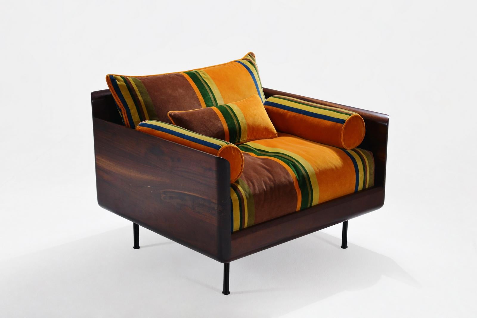 Mid-Century Modern One Seater Lounge, Reclaimed Hardwood by P. Tendercool 'In stock'  For Sale