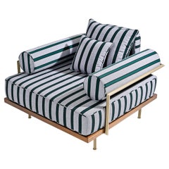 One Seater Sofa Reclaimed Hardwood & Brass Frame by P. Tendercool (Outdoor)