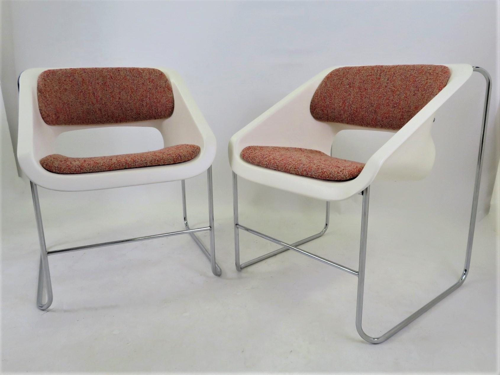 One Set 4 Space Age Modern Lotus Series Chairs Paul Boulva, Artopex Canada 1970s 11