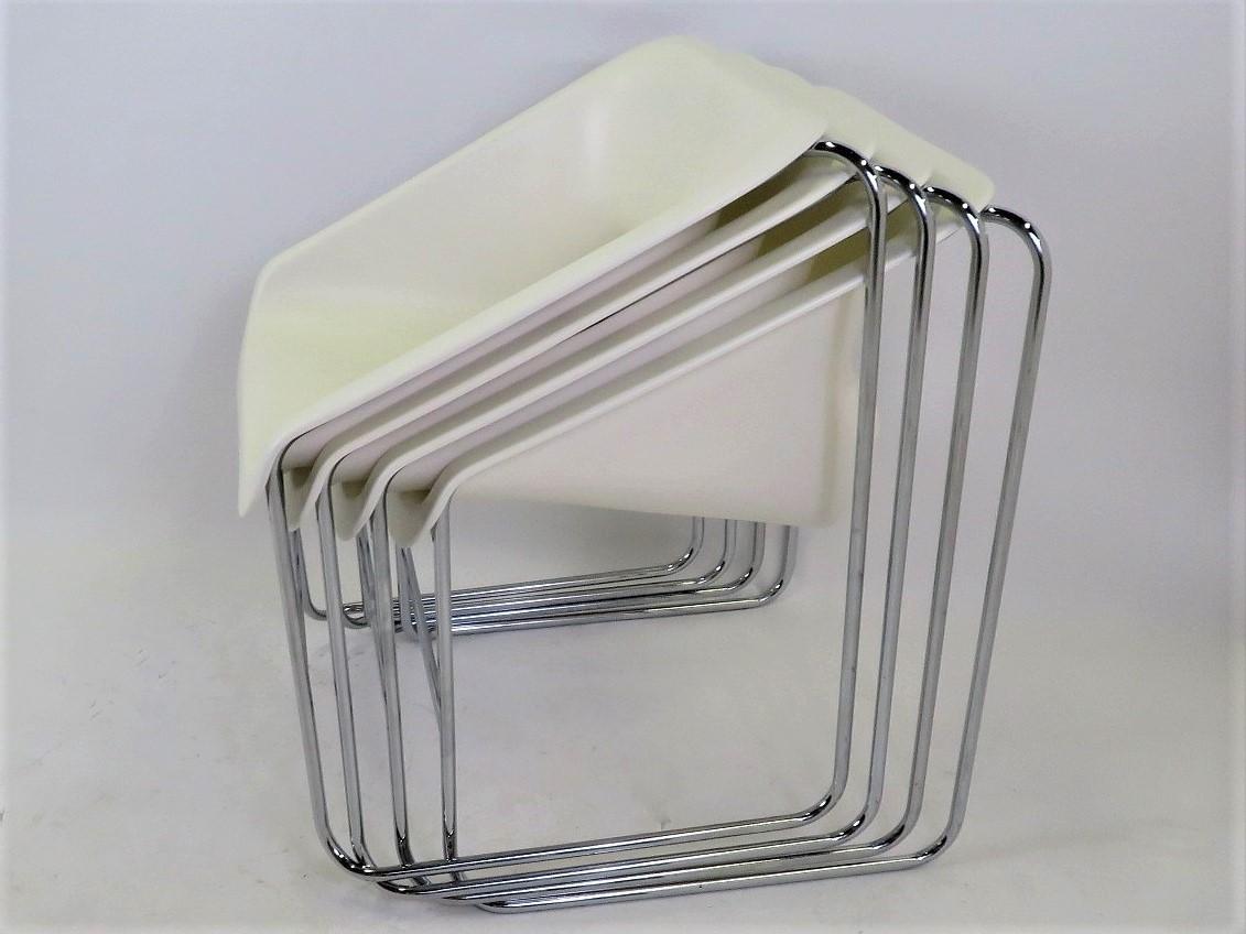 Molded One Set 4 Space Age Modern Lotus Series Chairs Paul Boulva, Artopex Canada 1970s