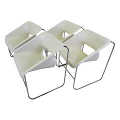 One Set 4 Space Age Modern Lotus Series Chairs Paul Boulva, Artopex Canada 1970s