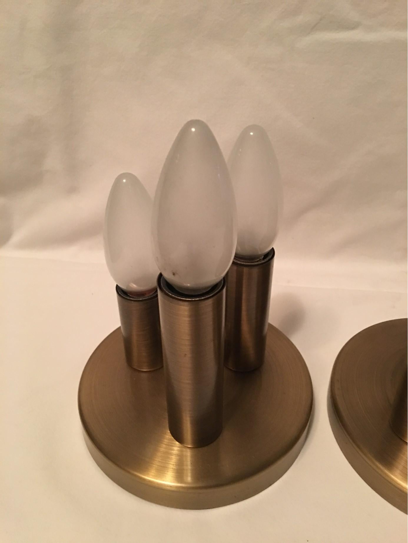 One Set of Three Brass Sputnik Three-Light Flash Mounts, or Sconces  For Sale 3