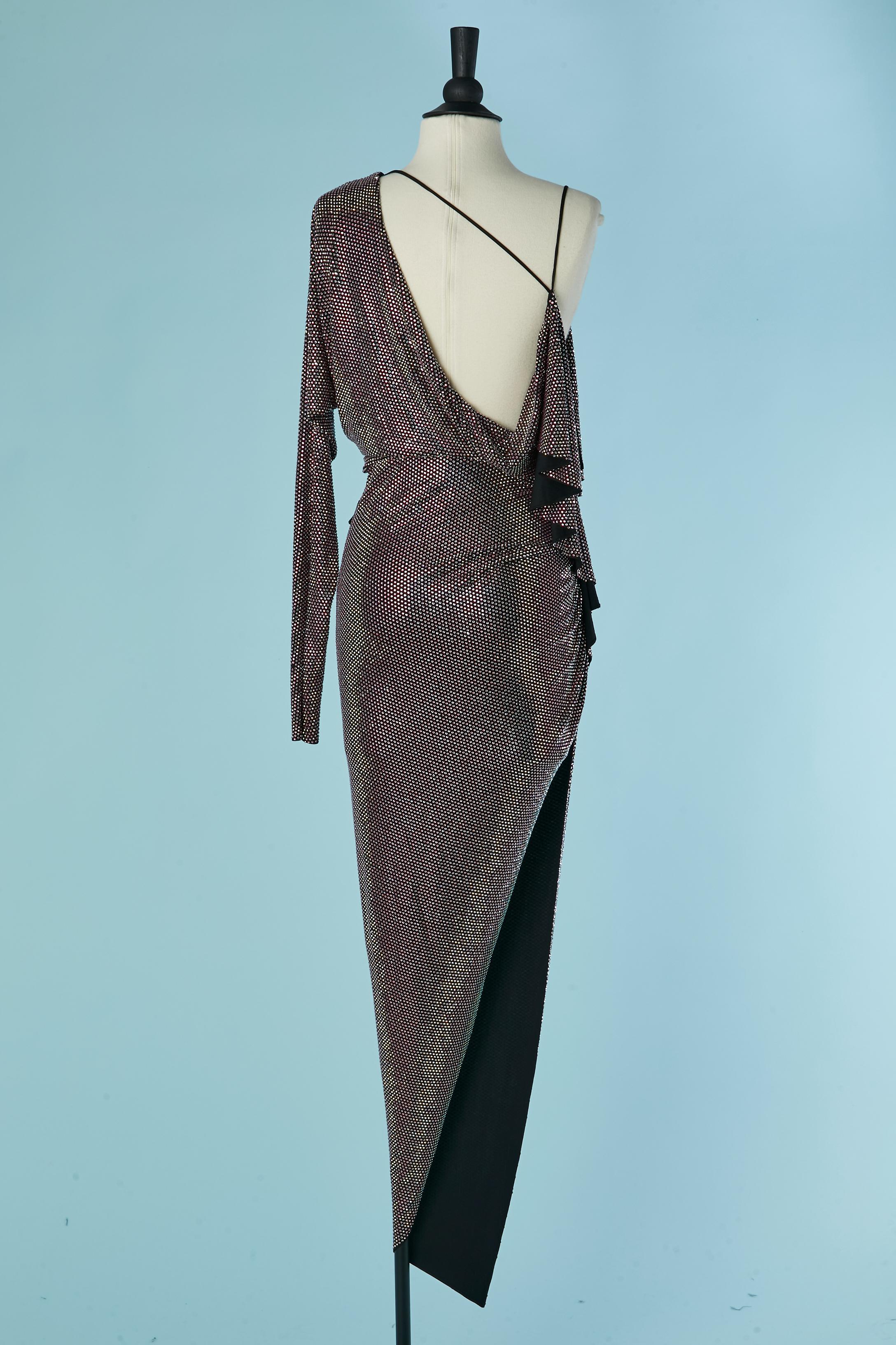 Asymmetrisches, strassbesetztes Abendkleid mit einer Schulter ALEXANDRE VAUTHIER im Angebot 2