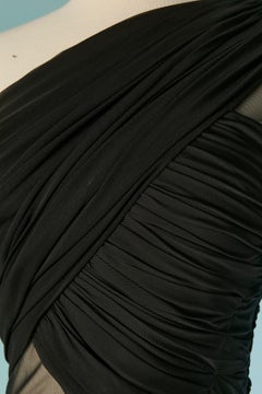 One shoulder black jersey and tulle drape mini dress ALEXANDRE VAUTHIER