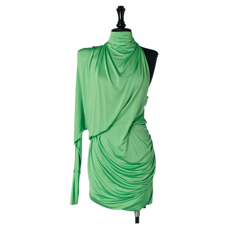 green one shoulder wrap dress Green One Shoulder Carolina Dress main image 1