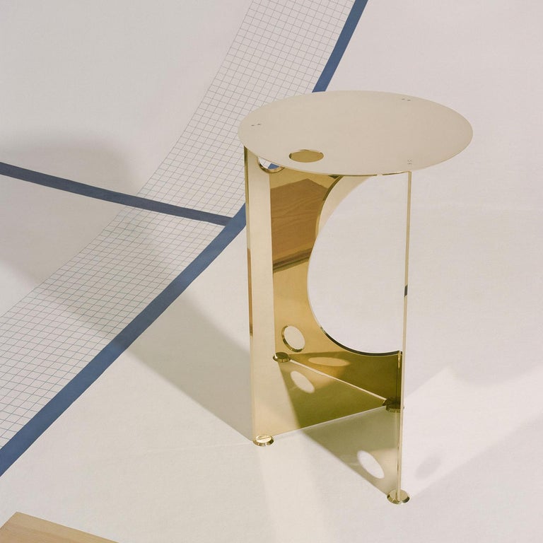 Italian One Side Table in Polished Brass
