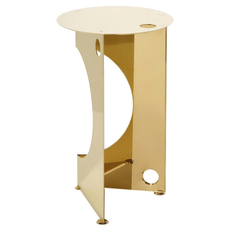 One Side Table in Polished Brass