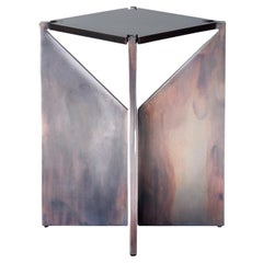 ONE Warm Grey Patina Square Stool by Frank Penders