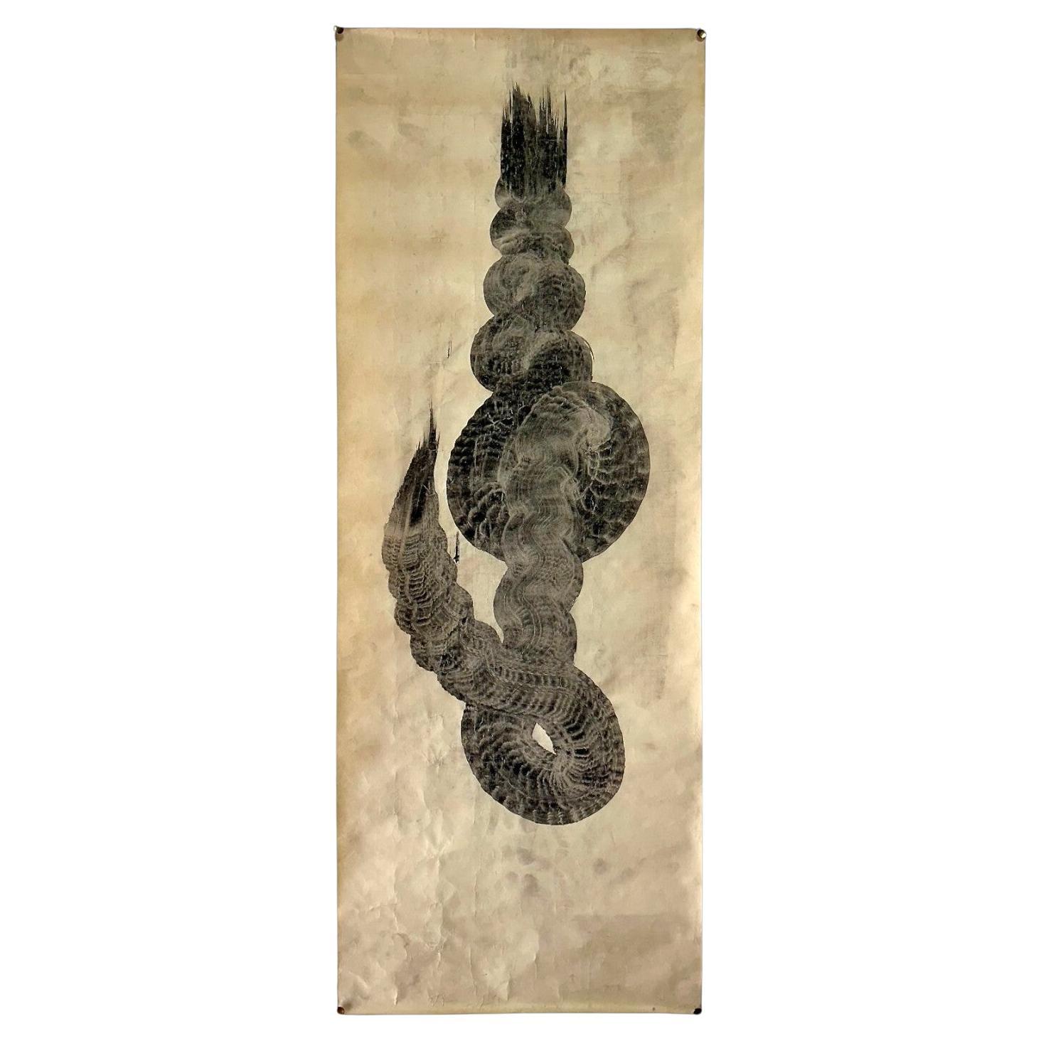 One stroke calligraphy painting of Dragon . 20th century Zen calligraphy