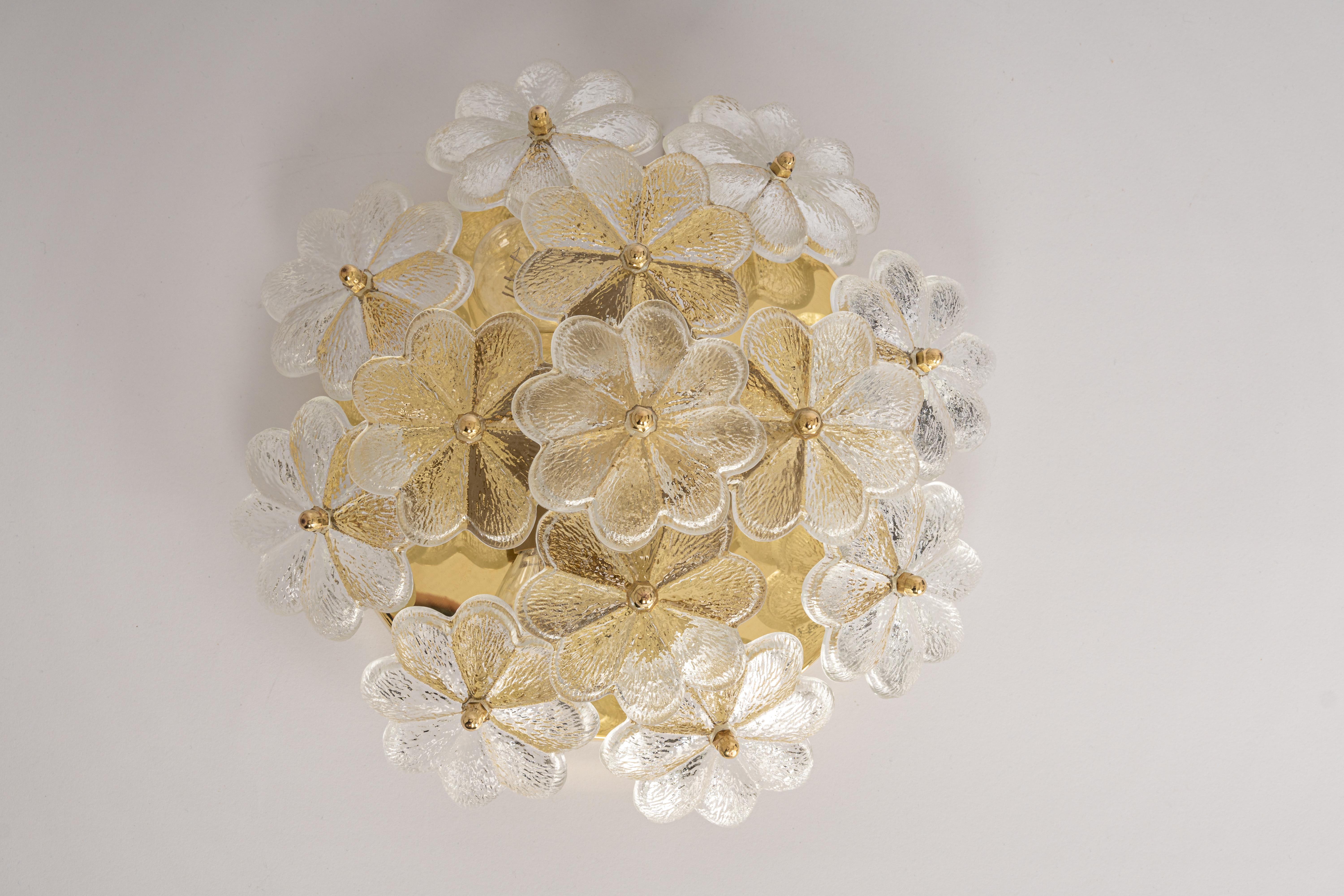 One Stunning Petite Glass Flower Wall Light by Ernst Palme, Germany, 1970s 2