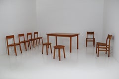 One Table, Six Chairs and Two Stools by Pierre Gautier Delaye, France, 1960s