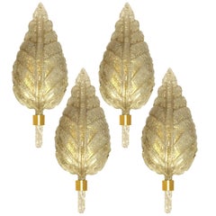 One the Four Large Wall Sconces Barovier & Toso Gold Glass Murano, Italy, 1960