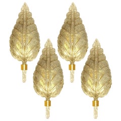 One the Four Large Wall Sconces Barovier & Toso Gold Glass Murano, Italy, 1960