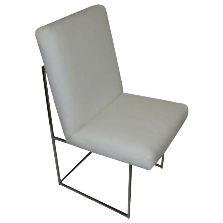 One Thin Series High Back Leather and Chrome Chair Designed by Milo Baughman