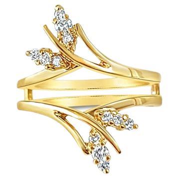 One Third Carat Leaf Style Diamond Ring Guard