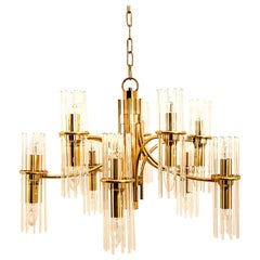 One Tube Rod Brass Chandelier by Gaetano Sciolari for Lightolier, 1960s