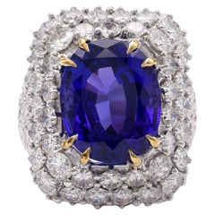 One Vintage Tanzanite Diamond Palladium Ring