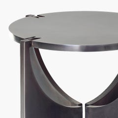 ONE Warm Grey Steel Patina Round Stool - Frank Penders