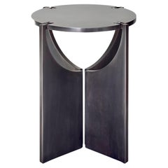 ONE Warm Grey Steel Patina Round Stool - Frank Penders